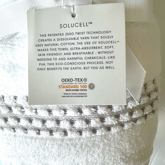 Common Thread 2 Pc Hand Towels Set 100% Zero Twist Cotton White W/ Gray So SOFT - Picture 5 of 7